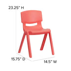 Flash Furniture Lot de 6 Chaises d'école empilables en plastique avec Hauteur d'assise de 33,6 cm