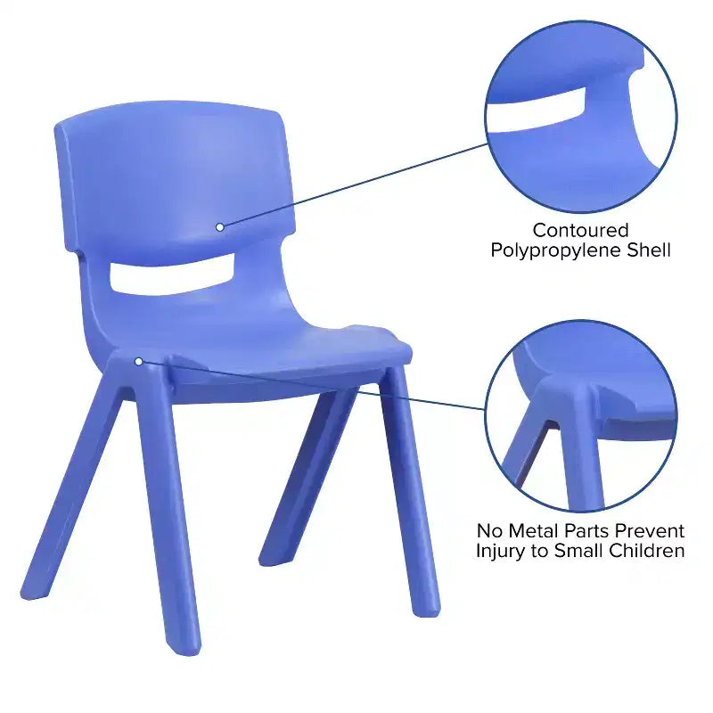 Flash Furniture Lot de 6 Chaises d'école empilables en plastique avec Hauteur d'assise de 33,6 cm