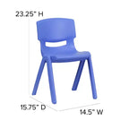 Flash Furniture Lot de 6 Chaises d'école empilables en plastique avec Hauteur d'assise de 33,6 cm