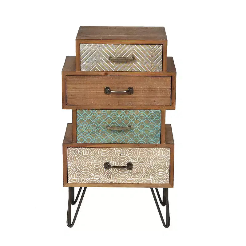 LuxenHome 4-Drawer 33 H x 18.9 W Wood Accent Chest. Brown