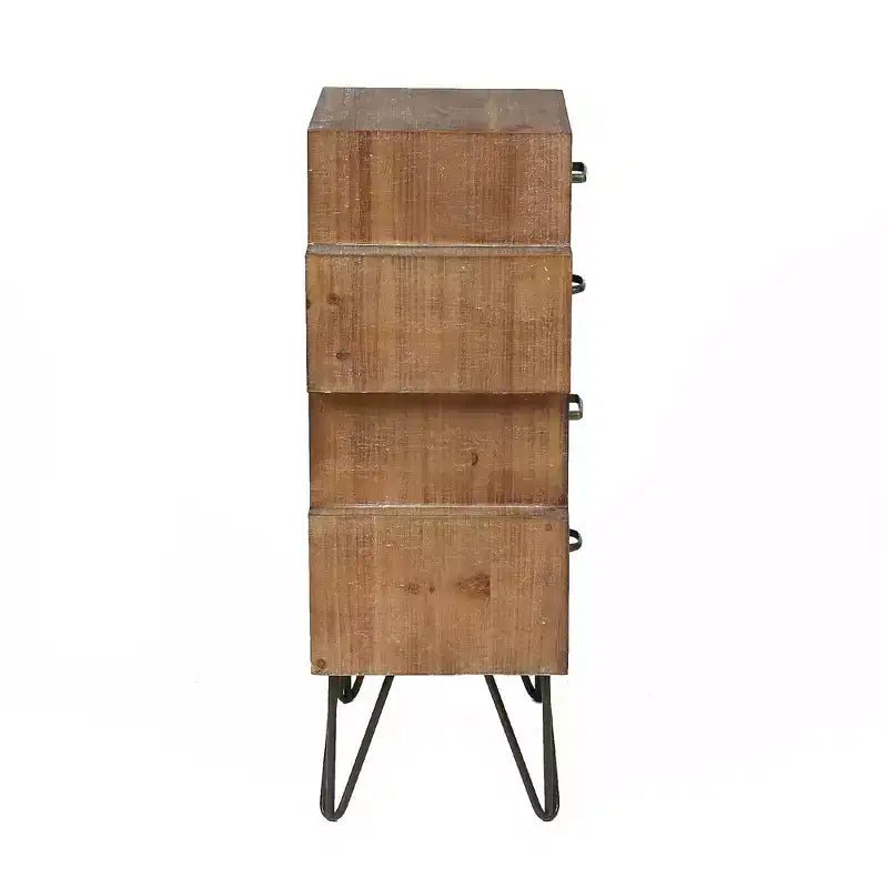 LuxenHome Commode d'appoint en bois à 4 tiroirs H 33 x L 18,9. Brun