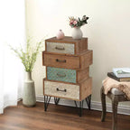 LuxenHome Commode d'appoint en bois à 4 tiroirs H 33 x L 18,9. Brun