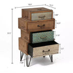 LuxenHome Commode d'appoint en bois à 4 tiroirs H 33 x L 18,9. Brun