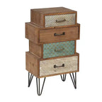 LuxenHome Commode d'appoint en bois à 4 tiroirs H 33 x L 18,9. Brun