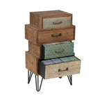LuxenHome Commode d'appoint en bois à 4 tiroirs H 33 x L 18,9. Brun