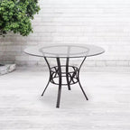 Table à manger ronde en verre de 45 po Emma et Oliver avec cadre en métal noir