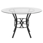 Table à manger ronde en verre de 45 po Emma et Oliver avec cadre en métal noir