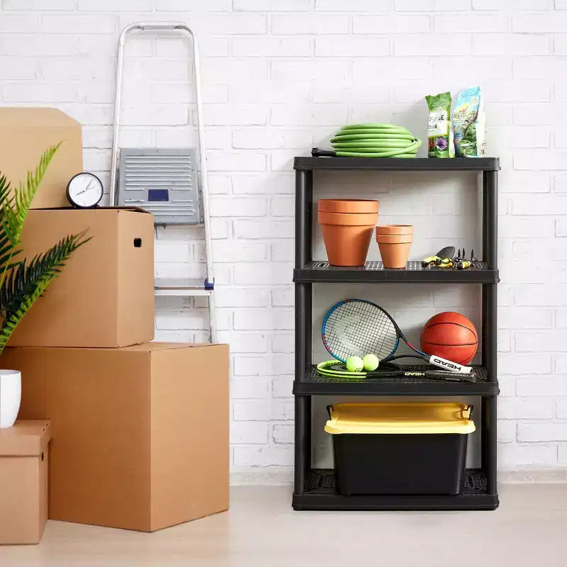 Unité de rangement légère et ventilée Knect-A-Shelf à 4 étagères Gracious Living, noire