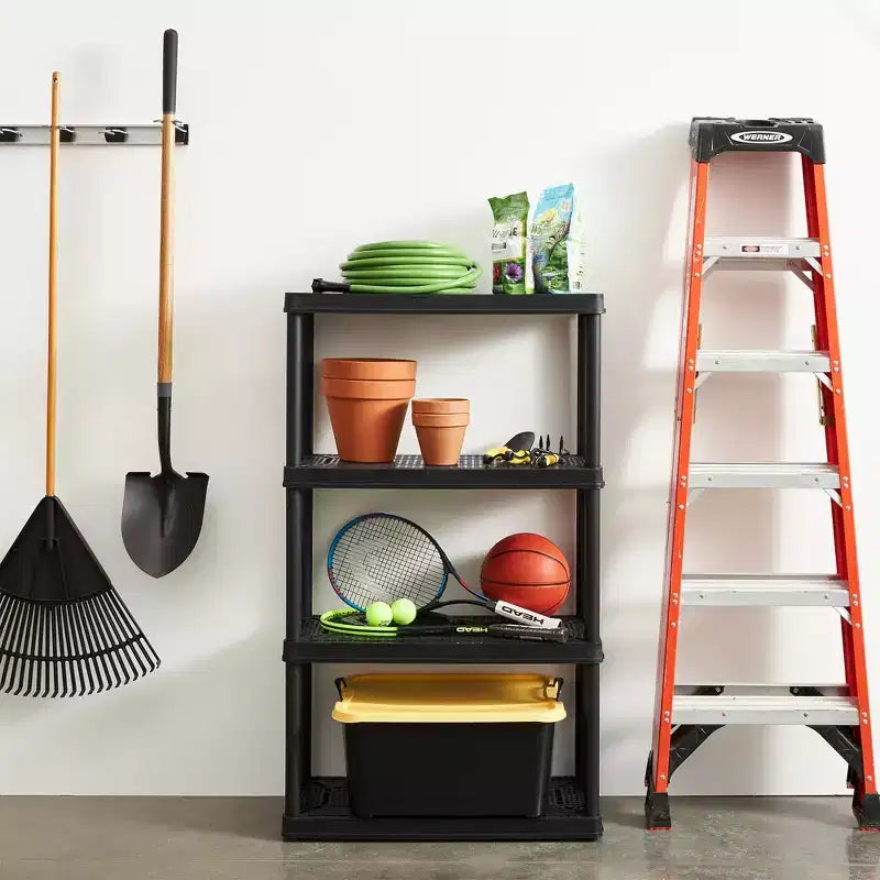 Unité de rangement légère et ventilée Knect-A-Shelf à 4 étagères Gracious Living, noire