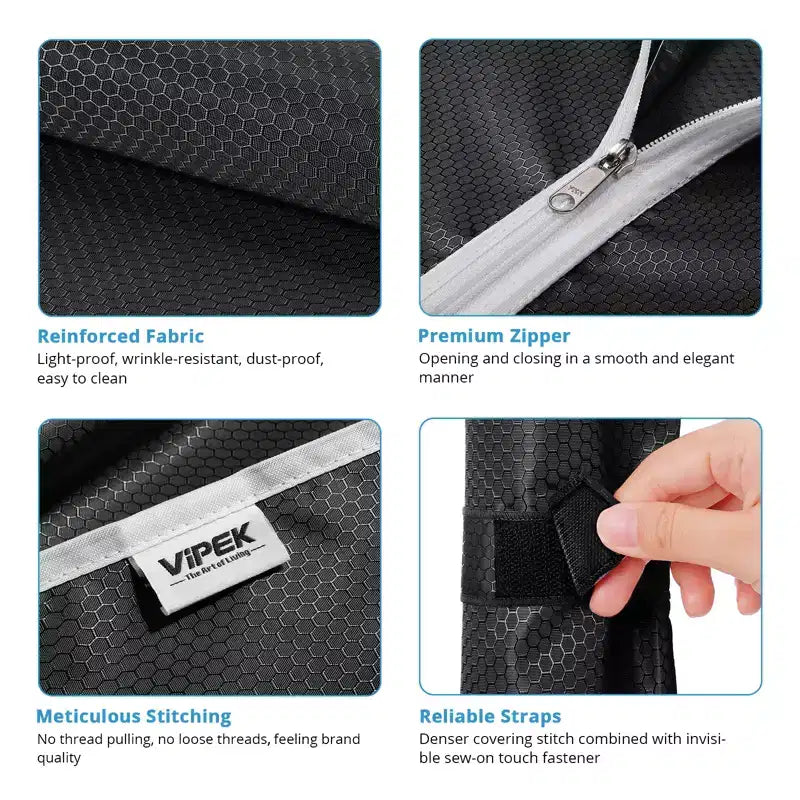 Portant à vêtements basique VIPEK V7C avec housse, placard portable, portant à vêtements blanc avec housse