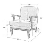 Fauteuil Rinaldo à Rayures de Style Ferme avec Accoudoirs en Bois Massif pour Salon, Salle de Séjour, Chambre | ART OF LIVING DESIGNS