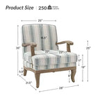 Fauteuil Rinaldo à Rayures de Style Ferme avec Accoudoirs en Bois Massif pour Salon, Salle de Séjour, Chambre | ART OF LIVING DESIGNS