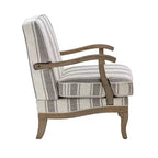 Fauteuil Rinaldo à Rayures de Style Ferme avec Accoudoirs en Bois Massif pour Salon, Salle de Séjour, Chambre | ART OF LIVING DESIGNS