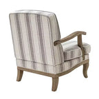 Fauteuil Rinaldo à Rayures de Style Ferme avec Accoudoirs en Bois Massif pour Salon, Salle de Séjour, Chambre | ART OF LIVING DESIGNS