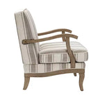 Fauteuil Rinaldo à Rayures de Style Ferme avec Accoudoirs en Bois Massif pour Salon, Salle de Séjour, Chambre | ART OF LIVING DESIGNS