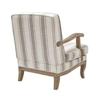 Fauteuil Rinaldo à Rayures de Style Ferme avec Accoudoirs en Bois Massif pour Salon, Salle de Séjour, Chambre | ART OF LIVING DESIGNS