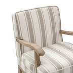Fauteuil Rinaldo à Rayures de Style Ferme avec Accoudoirs en Bois Massif pour Salon, Salle de Séjour, Chambre | ART OF LIVING DESIGNS