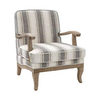 Fauteuil Rinaldo à Rayures de Style Ferme avec Accoudoirs en Bois Massif pour Salon, Salle de Séjour, Chambre | ART OF LIVING DESIGNS