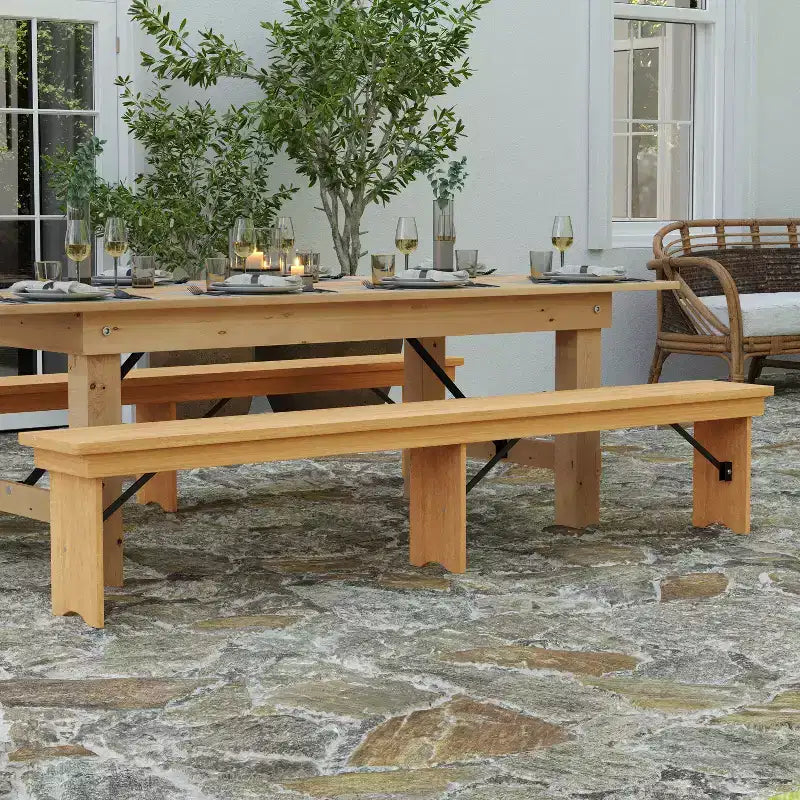 Banc pliant de style ferme Merrick Lane en pin massif, 96 x 12