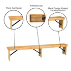 Banc pliant de style ferme Merrick Lane en pin massif, 96 x 12