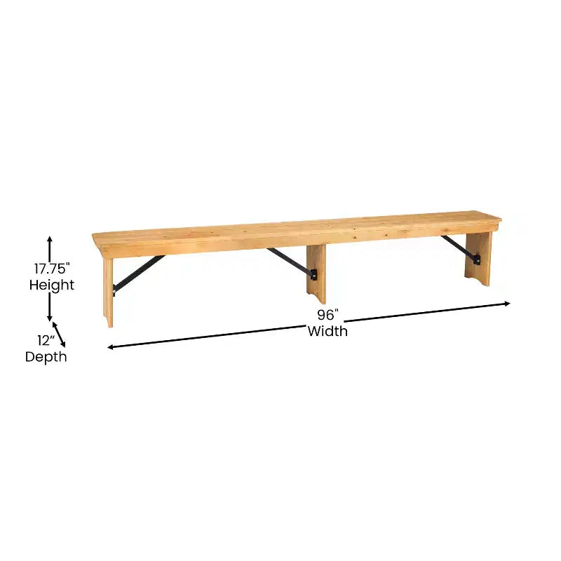 Banc pliant de style ferme Merrick Lane en pin massif, 96 x 12