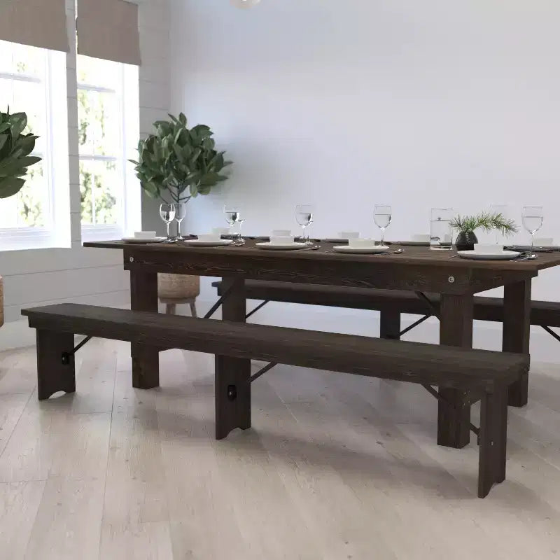 Banc pliant de style ferme Merrick Lane en pin massif, 96 x 12