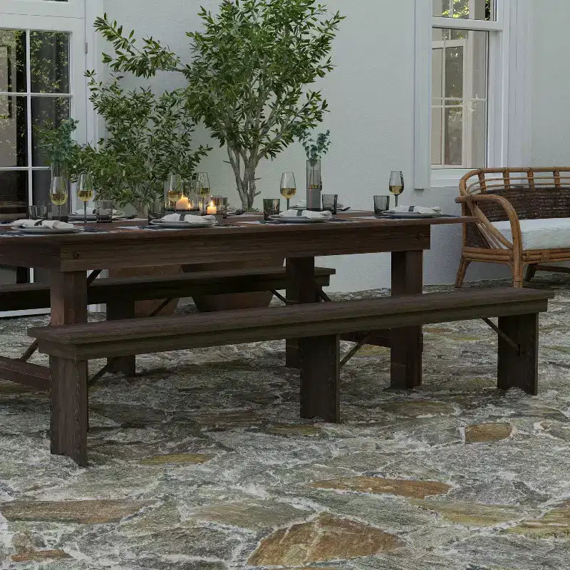 Banc pliant de style ferme Merrick Lane en pin massif, 96 x 12