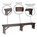 Banc pliant de style ferme Merrick Lane en pin massif, 96 x 12