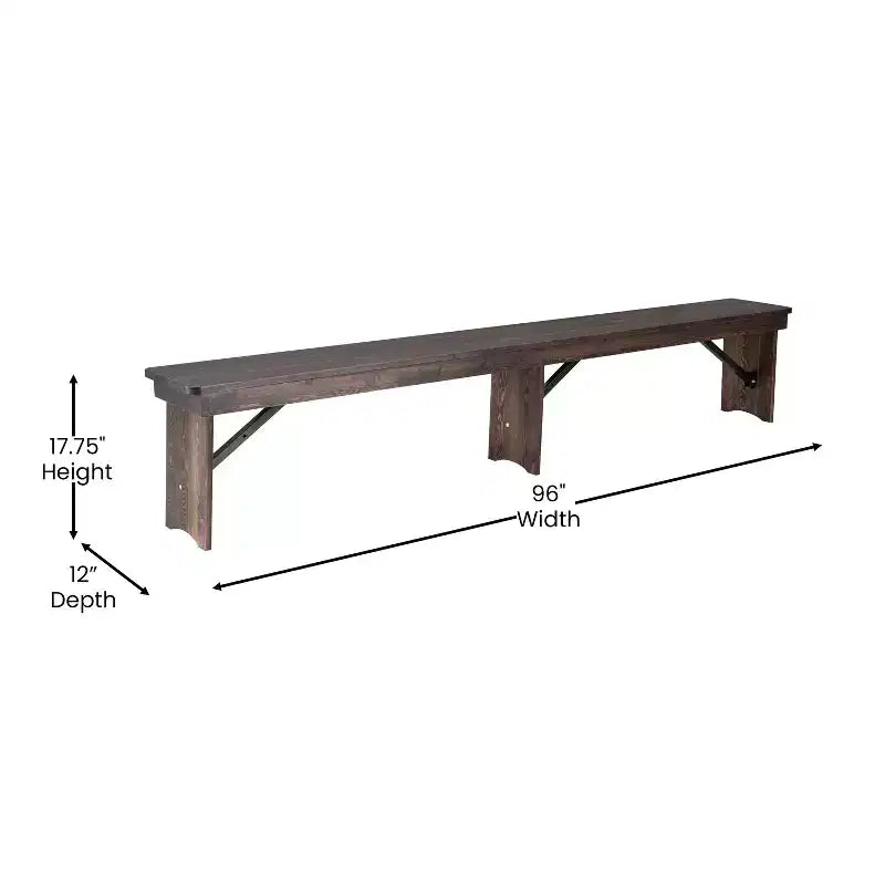 Banc pliant de style ferme Merrick Lane en pin massif, 96 x 12
