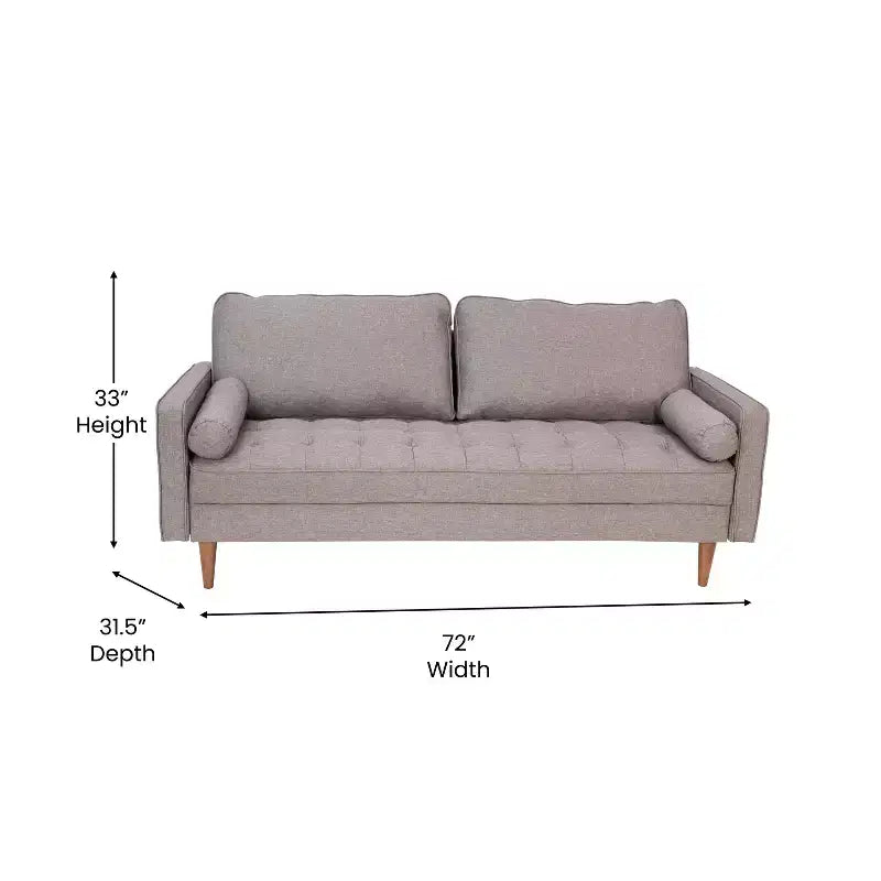 Canapé Emma et Oliver en tissu, style mi-siècle moderne, avec ressorts ensachés, pieds en bois et coussins de dossier amovibles