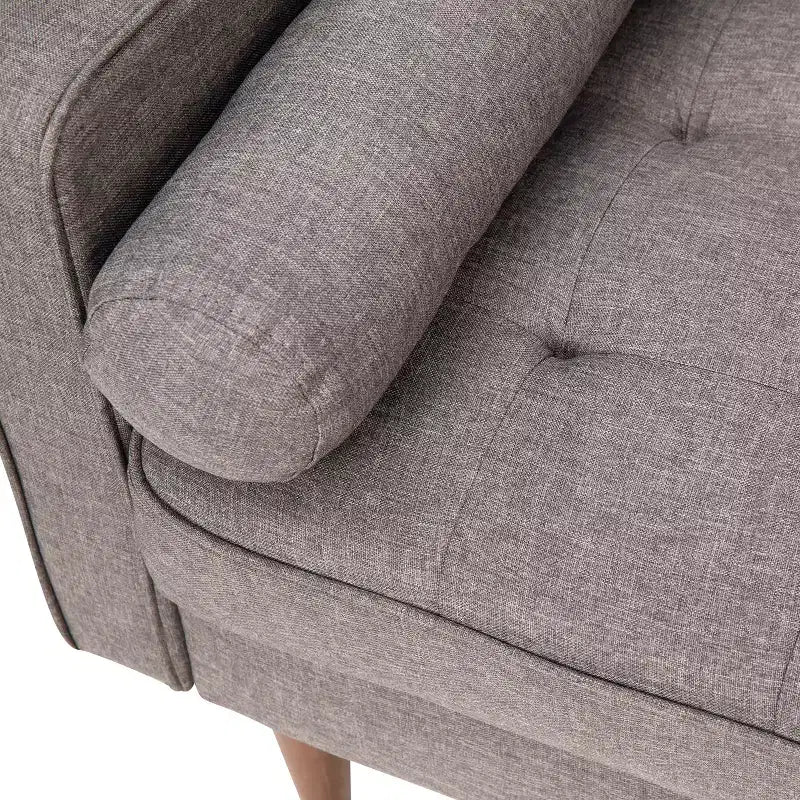 Canapé Emma et Oliver en tissu, style mi-siècle moderne, avec ressorts ensachés, pieds en bois et coussins de dossier amovibles