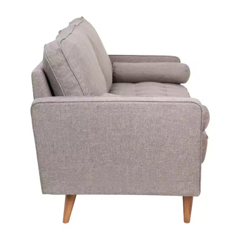 Canapé Emma et Oliver en tissu, style mi-siècle moderne, avec ressorts ensachés, pieds en bois et coussins de dossier amovibles