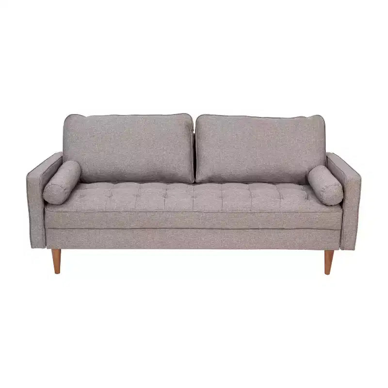 Canapé Emma et Oliver en tissu, style mi-siècle moderne, avec ressorts ensachés, pieds en bois et coussins de dossier amovibles