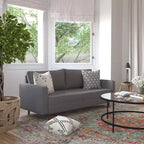 Canapé Emma et Oliver en tissu, style mi-siècle moderne, avec ressorts ensachés, pieds en bois et coussins de dossier amovibles