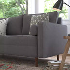 Canapé Emma et Oliver en tissu, style mi-siècle moderne, avec ressorts ensachés, pieds en bois et coussins de dossier amovibles