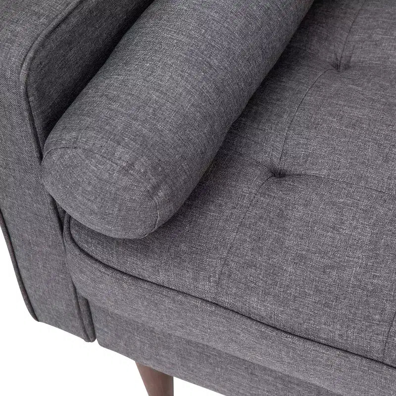 Canapé Emma et Oliver en tissu, style mi-siècle moderne, avec ressorts ensachés, pieds en bois et coussins de dossier amovibles