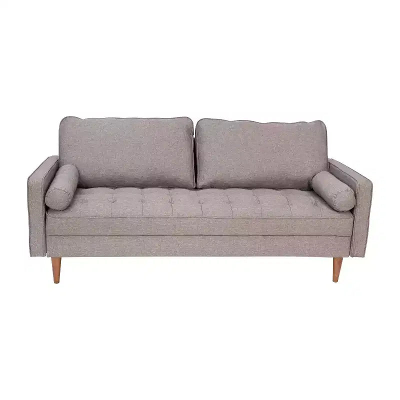 Canapé Emma et Oliver en tissu, style mi-siècle moderne, avec ressorts ensachés, pieds en bois et coussins de dossier amovibles