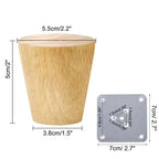 Unique Bargains Pieds de Meuble en Bois Rond Massif avec Plaque de Fixation Lot de 4