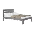 Lit Queen de Ferme Plank+Beam avec Tête de Lit à Lattes, Lit Plateforme en Bois Massif