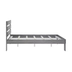 Lit Queen de Ferme Plank+Beam avec Tête de Lit à Lattes, Lit Plateforme en Bois Massif