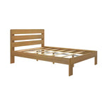 Lit Queen de Ferme Plank+Beam avec Tête de Lit à Lattes, Lit Plateforme en Bois Massif