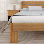 Lit Queen de Ferme Plank+Beam avec Tête de Lit à Lattes, Lit Plateforme en Bois Massif
