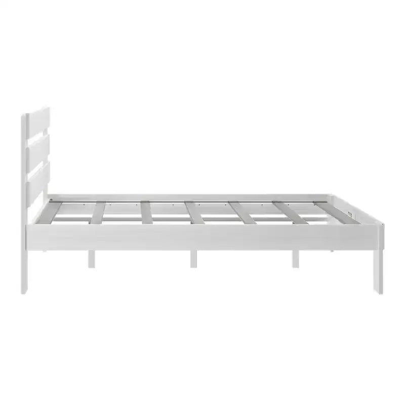 Lit Queen de Ferme Plank+Beam avec Tête de Lit à Lattes, Lit Plateforme en Bois Massif