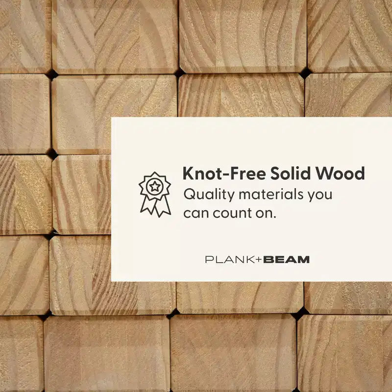 Lit Queen de Ferme Plank+Beam avec Tête de Lit à Lattes, Lit Plateforme en Bois Massif