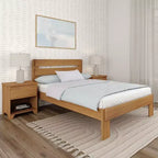 Lit Queen de Ferme Plank+Beam avec Tête de Lit à Lattes, Lit Plateforme en Bois Massif