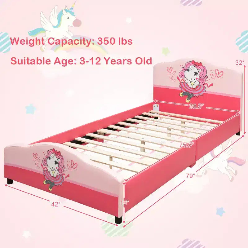 Lit plateforme pour tout-petits Costway pour enfants, rose