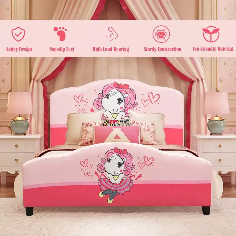 Lit plateforme pour tout-petits Costway pour enfants, rose