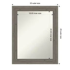 Amanti Art Miroir mural de salle de bain en bois gris Fencepost, étroit, non biseauté, 28,5 x 22,5 po