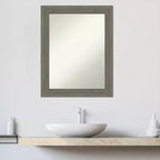 Amanti Art Miroir mural de salle de bain en bois gris Fencepost, étroit, non biseauté, 28,5 x 22,5 po