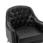 Fauteuil crapaud d'appoint Justo 28,5 po de large en cuir véritable capitonné avec pieds en bois massif pour salon | ART OF LIVING DESIGNS
